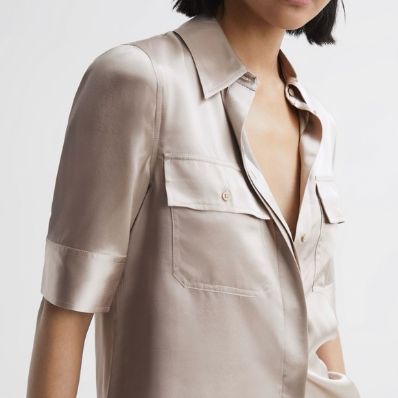NWT Reiss Silk Button Down Shirt - Picture 1 of 6